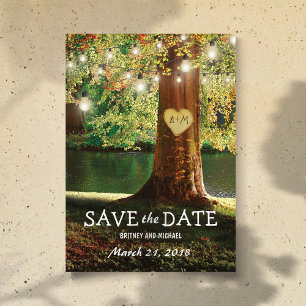 Rustikale Bergsee-Lichterkette Save-the-Date-Karte Ankündigungspostkarte