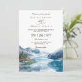 Rustikale Bergsee Montana QR-Code Hochzeit Einladung (Stehend Vorderseite)