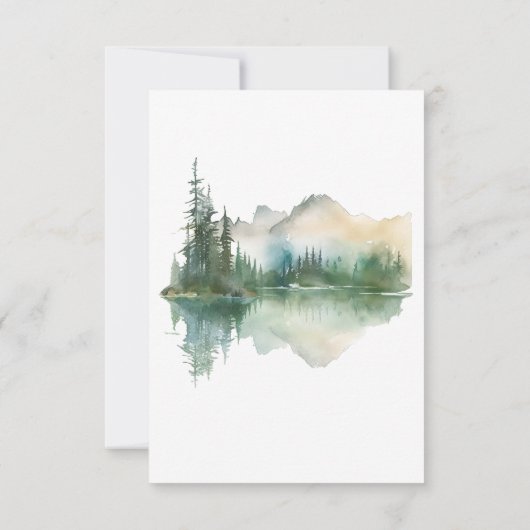 Rustikale Bergsee-Szene Wasserfarbenhochzeit Save The Date (Rückseite)