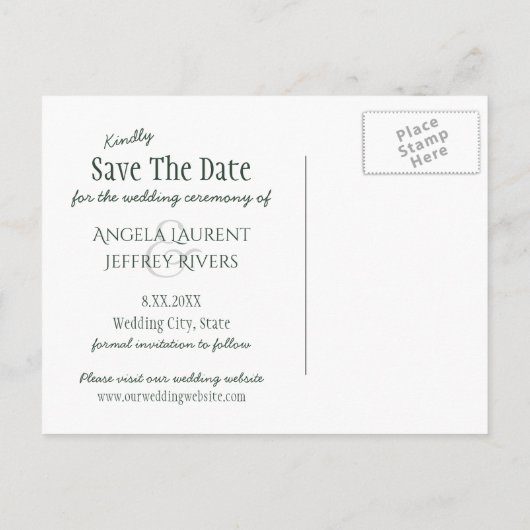 Rustikale Bergseen-Reflexion Save the Date Ankündigungspostkarte (Rückseite)