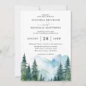 Rustikale Bergwald Baum Budget QR Code Hochzeit Einladung (Vorderseite)