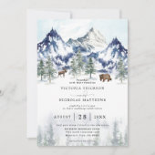 Rustikale Bergwald Baum Hochzeit mit QR-Code im Bu Einladung (Vorderseite)