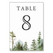 Rustikale Bergwaldbäume Hochzeiten Tischnummer (Rückseite)