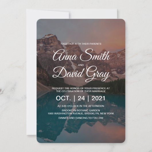 Rustikale Bergwaldskriptionen Einladung (Vorderseite)