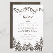 Rustikale Bergwelt Elegantes Pine Wedding Menu Kar (Vorne/Hinten)