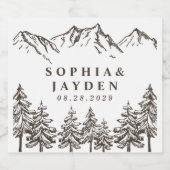 Rustikale Bergwelt Elegantes Wasserbad Pine Weddin Schaumweinetikett (Einzelnes Label)