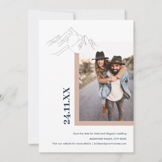 Rustikale Bergwelt Foto Rosa Save The Date (Vorderseite)