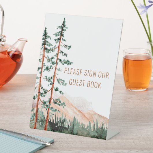 Rustikale Bergwelt Unterzeichnen unser Gästebuch Sockelschild (In Situ)