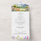 Rustikale Bergwildblume | Boho-Hochzeit All In One Einladung (Innen Boden)