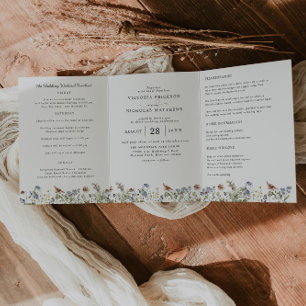 Rustikale Bergwildblume Boho-Hochzeit Dreifach Gefaltete Einladung