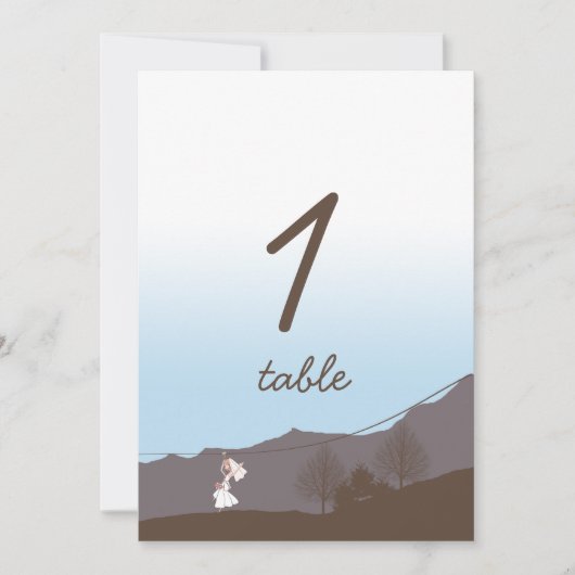 Rustikale Bergzipline Tischnummer (Vorderseite)