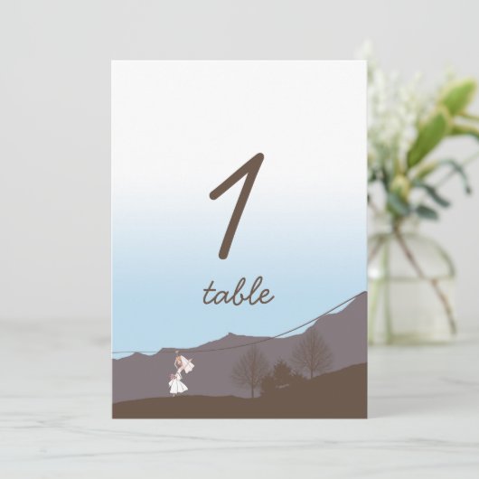 Rustikale Bergzipline Tischnummer (Stehend Vorderseite)
