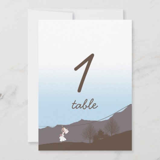 Rustikale Bergzipline Tischnummer (Rückseite)