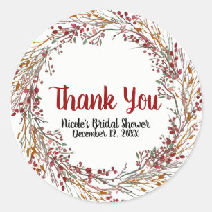 Rustikale Berries Blätter Holiday Wreath Winter Ge Runder Aufkleber