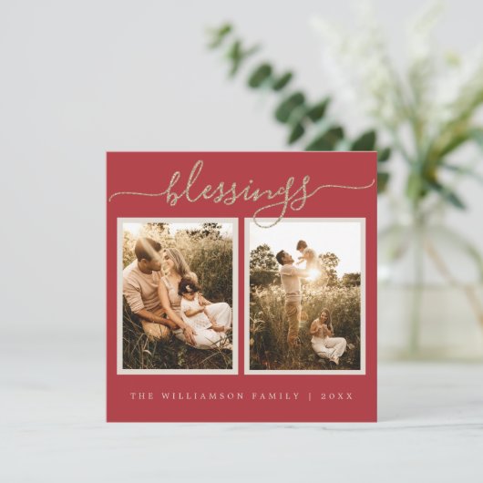 Rustikale Berries Weihnachtskarte Foto Weihnachten (Stehend Vorderseite)