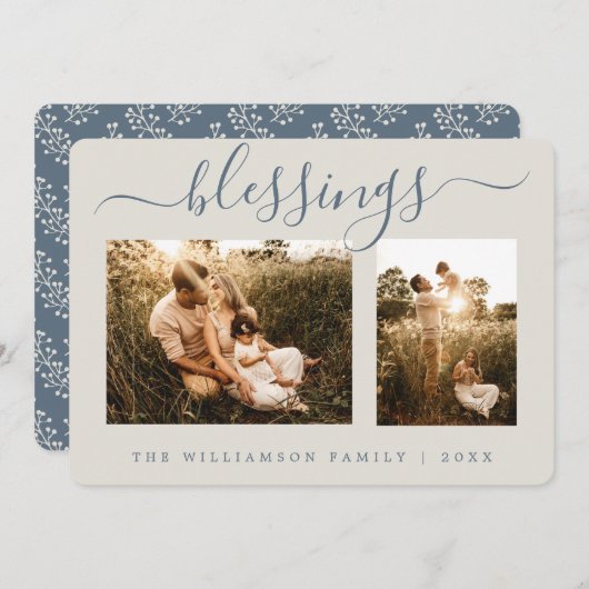 Rustikale Berries Weihnachtskarte Foto Weihnachten (Vorne/Hinten)