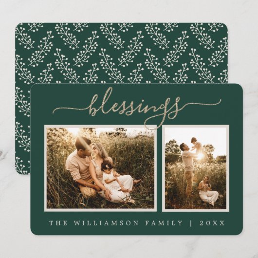 Rustikale Berries Weihnachtskarte Foto Weihnachten (Vorne/Hinten)