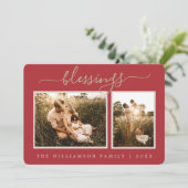 Rustikale Berries Weihnachtskarte Foto Weihnachten (Stehend Vorderseite)