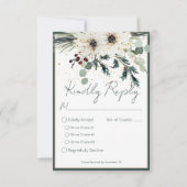Rustikale Berries Winter Floral Dinner Hochzeit RSVP Karte (Vorderseite)