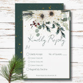 Rustikale Berries Winter Floral Dinner Hochzeit RSVP Karte