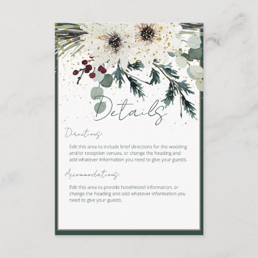 Rustikale Berries Winter Floral Wedding Details Begleitkarte (Vorderseite)