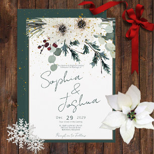 Rustikale Berries Winter Floral Wedding Einladung