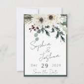 Rustikale Berries Winter Floral Wedding Save The Date (Vorderseite)
