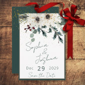 Rustikale Berries Winter Floral Wedding Save The Date