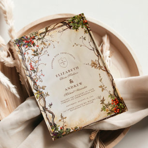 Rustikale Berry Branch Wedding Einladung