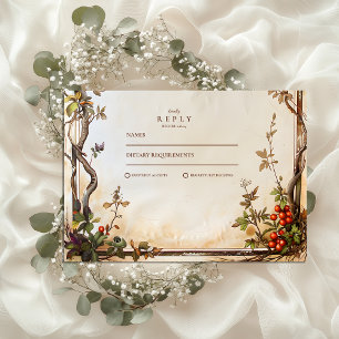 Rustikale Berry Branch Wedding RSVP Karte