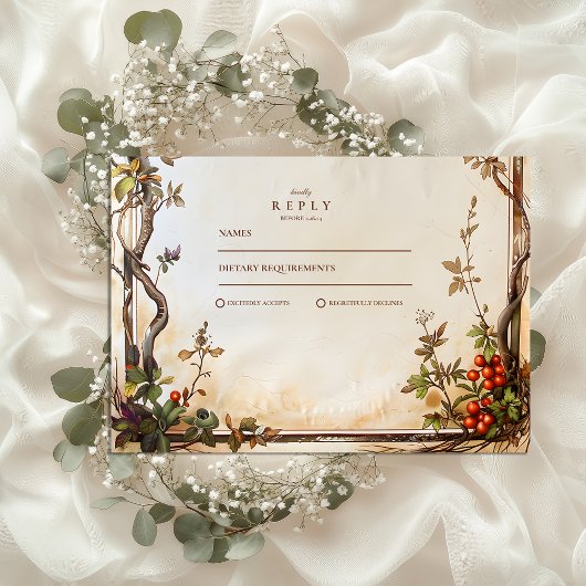 Rustikale Berry Branch Wedding RSVP Karte