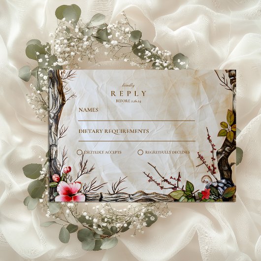 Rustikale Berry-Hochzeit im Herbst RSVP Karte