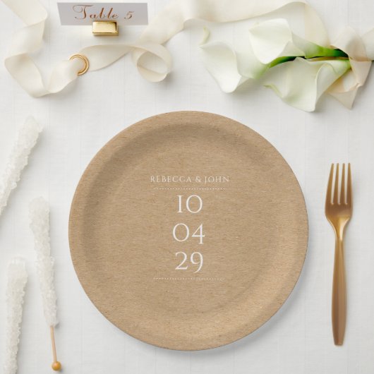 Rustikale besondere Datum Hochzeit Pappteller (Hochzeit)
