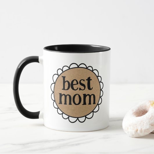 Rustikale BEST MAMA Scalloping Edge Blume Tasse (Mit Donut)