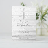 rustikale Bestätigung aus weißem Holz Einladung (Stehend Vorderseite)