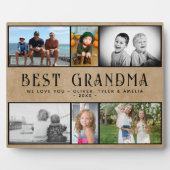 Rustikale Beste Oma 6 FotoCollage Keepake Fotoplatte (Vorderseite)