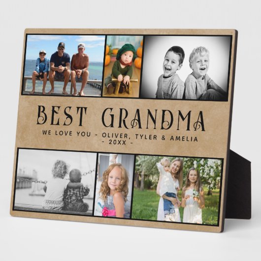 Rustikale Beste Oma 6 FotoCollage Keepake Fotoplatte (Seite)