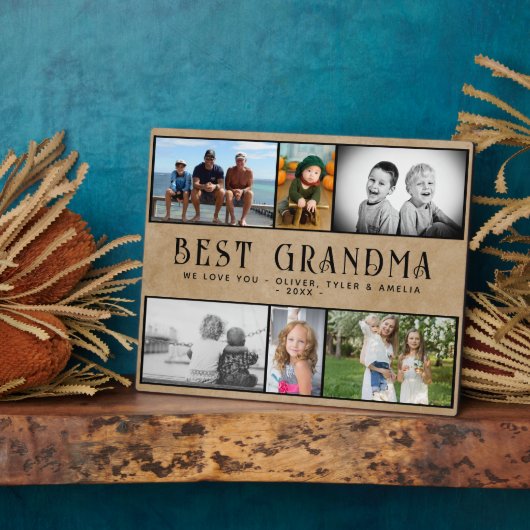 Rustikale Beste Oma 6 FotoCollage Keepake Fotoplatte (Seite)