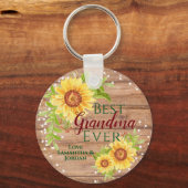 Rustikale Beste Oma je blühende Sonnenblume Schlüsselanhänger (Vorderseite)
