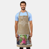 Rustikale Beste Opa je Keepake 3 Foto Schürze (Getragen)