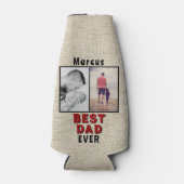 Rustikale Beste Vater Vatertag 2 FotoCollage Flaschenkühler (Vorderseite)