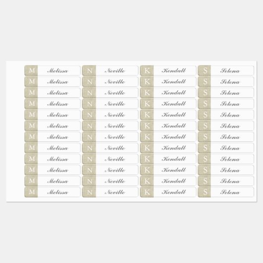 Rustikale Beutelwölkchen mit Monogramm wasserdicht Etiketten (Blatt)