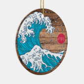 Rustikale Bezeichnung Wave and Sun - Name des Jahr Keramik Ornament (Rechts)