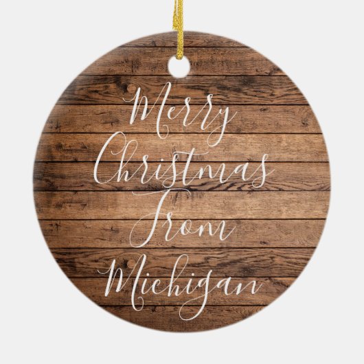 Rustikale Bezeichnung Wave and Sun - Name des Jahr Keramik Ornament (Hinten)