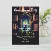 Rustikale Bibliotheken Hintergrund Einladung (Stehend Vorderseite)