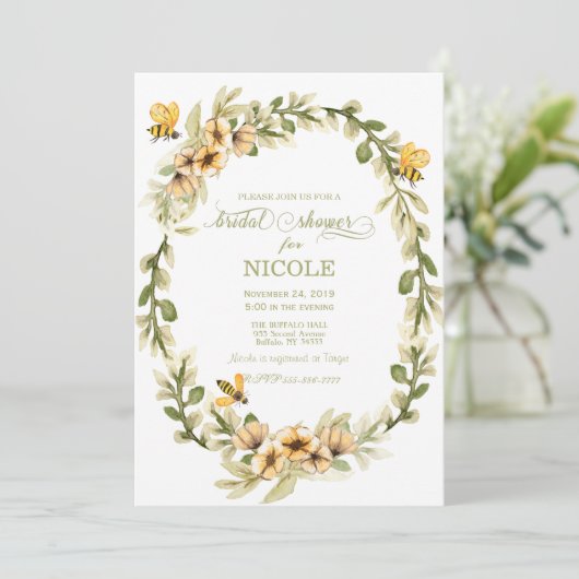 Rustikale Bienenvölkerdusche Einladung (Stehend Vorderseite)