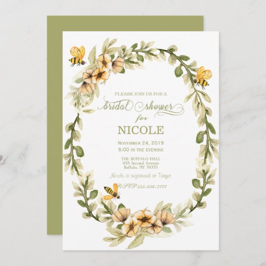 Rustikale Bienenvölkerdusche Einladung (Vorne/Hinten)