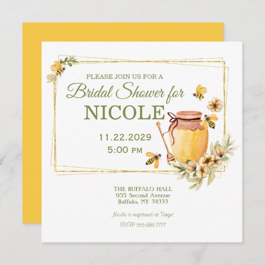 Rustikale Bienenvölkerdusche Einladung (Vorne/Hinten)