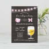 Rustikale Bier- und Windelmädchendusche Einladung (Stehend Vorderseite)