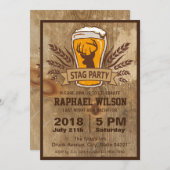 Rustikale Biere & Stag Bachelor Party Card Einladung (Vorne/Hinten)